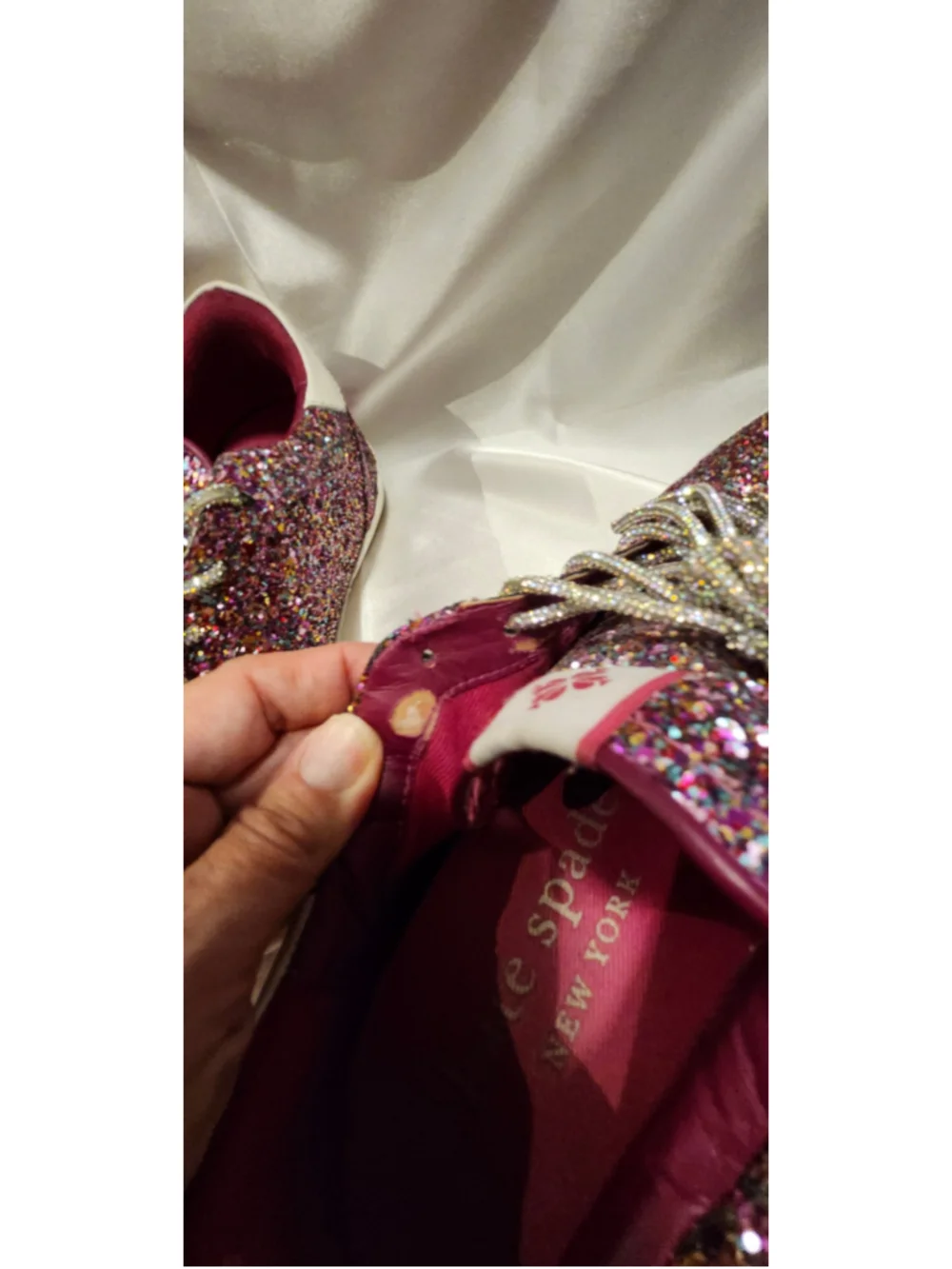 Kate Spade Glitter Sneakers, Purple and White